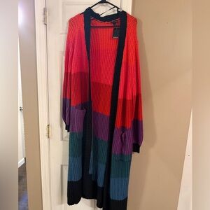 Torrid color block long duster Open-Front Knit Cardigan